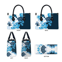 Blue Hibiscus Plumeria Floral Leather Bag - Polynesian Pride