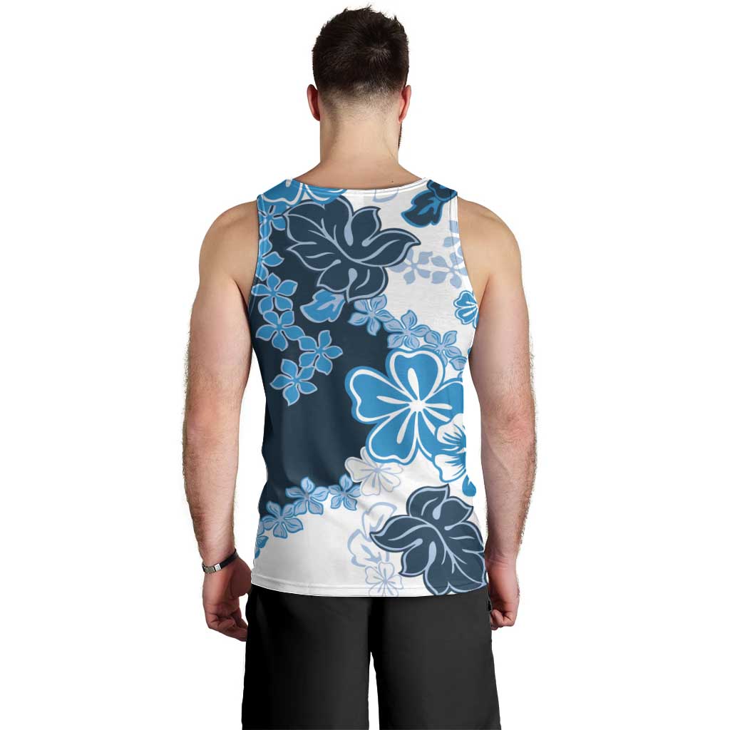 Blue Hibiscus Plumeria Floral Men Tank Top - Polynesian Pride