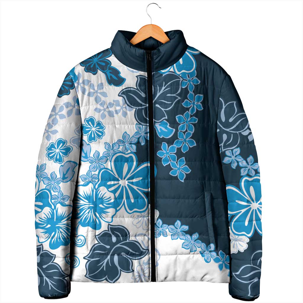 Blue Hibiscus Plumeria Floral Padded Jacket LT01 - Polynesian Pride