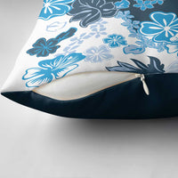 Blue Hibiscus Plumeria Floral Pillow Cover LT01 - Polynesian Pride