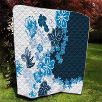 Blue Hibiscus Plumeria Floral Quilt - Polynesian Pride