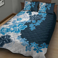 Blue Hibiscus Plumeria Floral Quilt Bed Set - Polynesian Pride