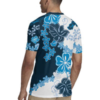 Blue Hibiscus Plumeria Floral Rugby Jersey - Polynesian Pride