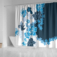 Blue Hibiscus Plumeria Floral Shower Curtain - Polynesian Pride