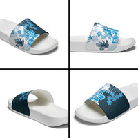 Blue Hibiscus Plumeria Floral Slide Sandals - Polynesian Pride