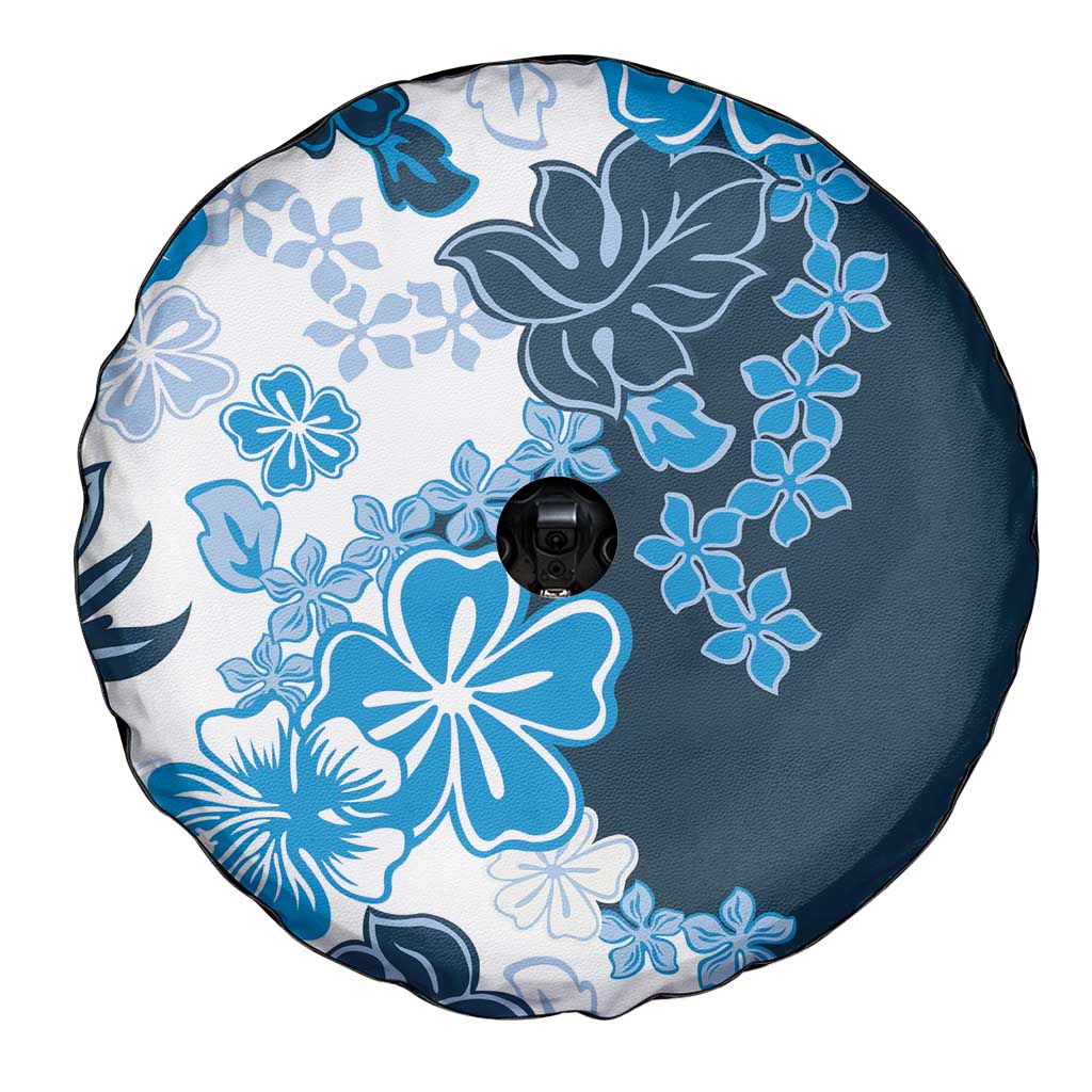 Blue Hibiscus Plumeria Floral Spare Tire Cover - Polynesian Pride