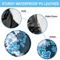 Blue Hibiscus Plumeria Floral Spare Tire Cover - Polynesian Pride