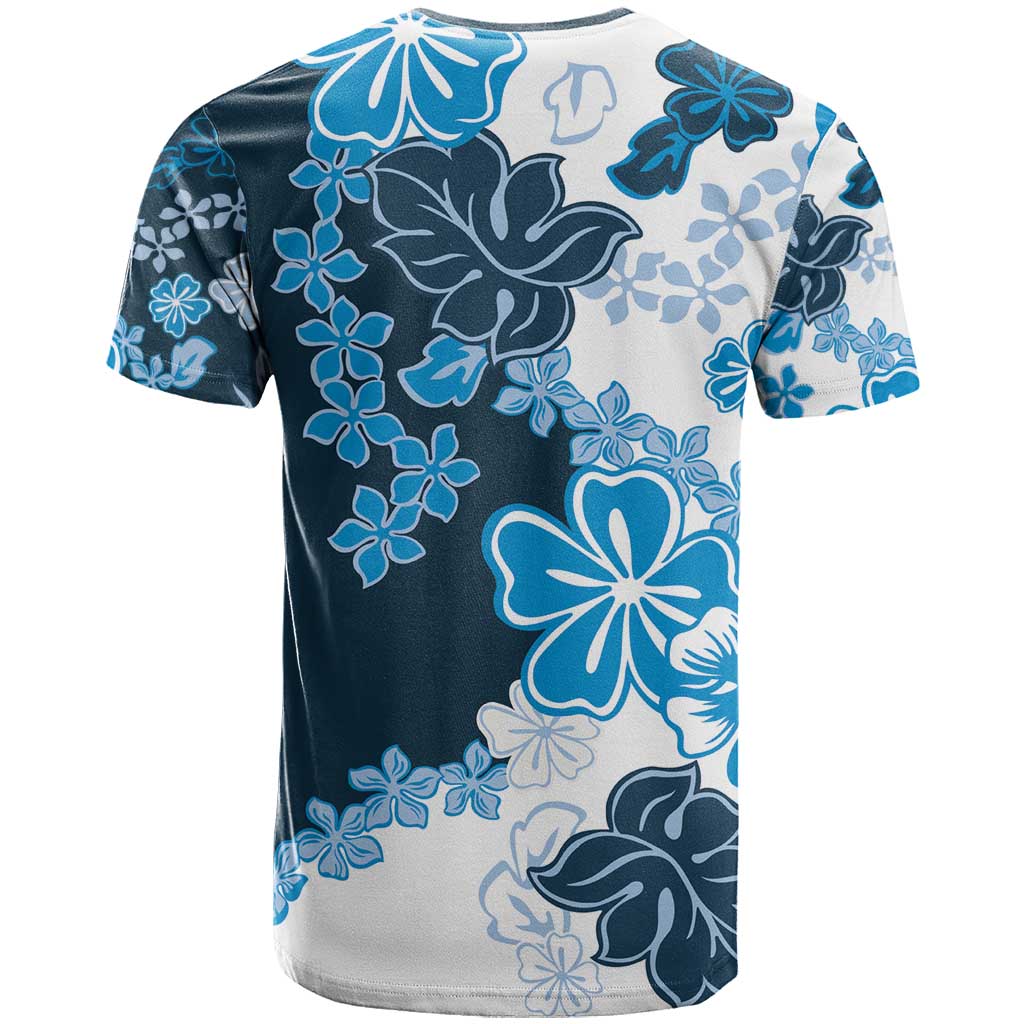 Blue Hibiscus Plumeria Floral T Shirt - Polynesian Pride