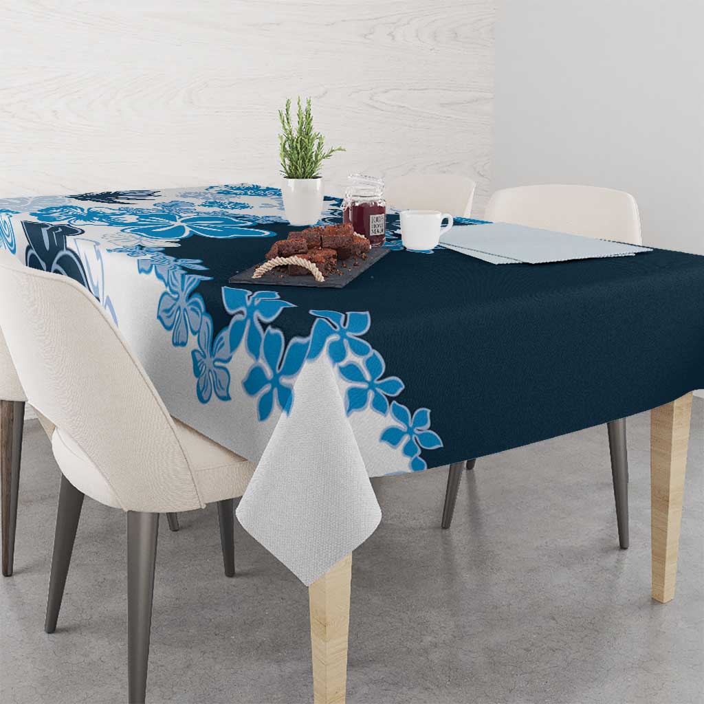 Blue Hibiscus Plumeria Floral Tablecloth - Polynesian Pride
