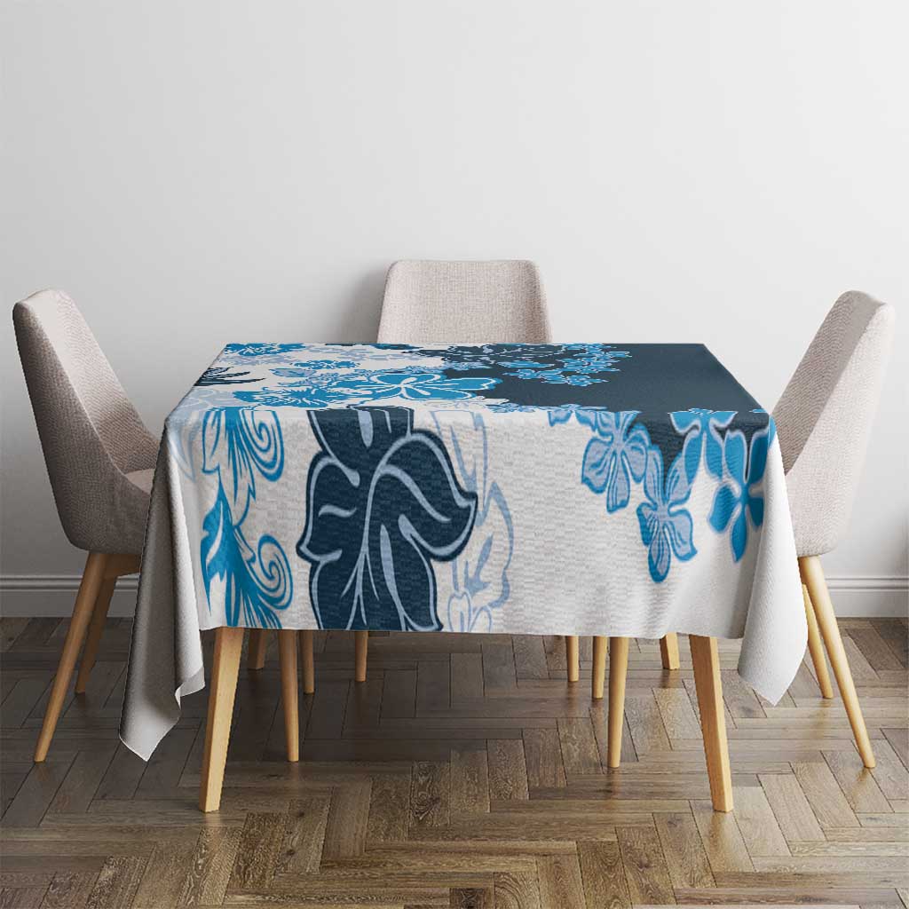 Blue Hibiscus Plumeria Floral Tablecloth - Polynesian Pride