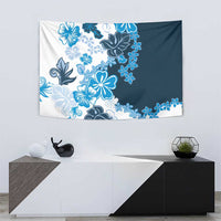 Blue Hibiscus Plumeria Floral Tapestry - Polynesian Pride