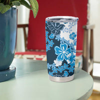 Blue Hibiscus Plumeria Floral Tumbler Cup - Polynesian Pride