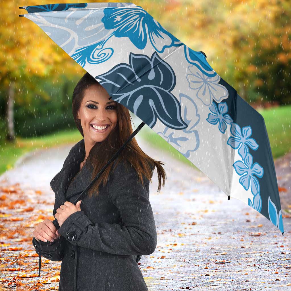 Blue Hibiscus Plumeria Floral Umbrella - Polynesian Pride