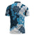 Blue Hibiscus Plumeria Floral Zipper Polo Shirt - Polynesian Pride