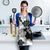 Gray Scale Hibiscus Plumeria Floral Apron - Polynesian Pride