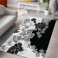 Gray Scale Hibiscus Plumeria Floral Area Rug - Polynesian Pride