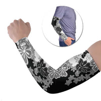 Gray Scale Hibiscus Plumeria Floral Arm Sleeves - Polynesian Pride