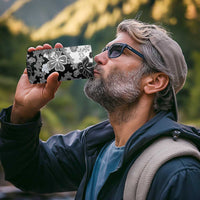 Gray Scale Hibiscus Plumeria Floral 4 in 1 Can Cooler Tumbler - Polynesian Pride