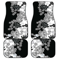 Gray Scale Hibiscus Plumeria Floral Car Mats - Polynesian Pride