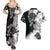 Gray Scale Hibiscus Plumeria Floral Couples Matching Summer Maxi Dress and Hawaiian Shirt - Polynesian Pride