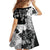 Gray Scale Hibiscus Plumeria Floral Family Matching Off Shoulder Short Dress and Hawaiian Shirt - Polynesian Pride