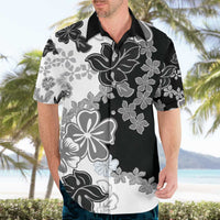 Gray Scale Hibiscus Plumeria Floral Hawaiian Shirt - Polynesian Pride