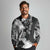 Gray Scale Hibiscus Plumeria Floral Long Sleeve Polo Shirt - Polynesian Pride