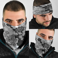 Gray Scale Hibiscus Plumeria Floral Neck Gaiter LT01