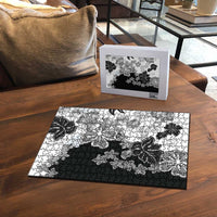 Gray Scale Hibiscus Plumeria Floral Puzzle LT01 - Polynesian Pride