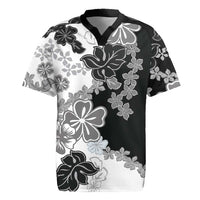 Gray Scale Hibiscus Plumeria Floral Rugby Jersey - Polynesian Pride