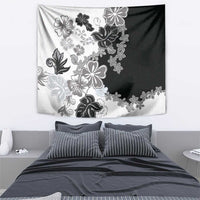 Gray Scale Hibiscus Plumeria Floral Tapestry - Polynesian Pride