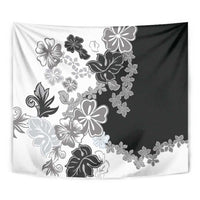 Gray Scale Hibiscus Plumeria Floral Tapestry - Polynesian Pride