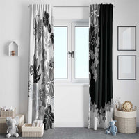 Gray Scale Hibiscus Plumeria Floral Window Curtain - Polynesian Pride