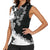 Gray Scale Hibiscus Plumeria Floral Women Sleeveless Polo Shirt - Polynesian Pride