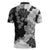 Gray Scale Hibiscus Plumeria Floral Zipper Polo Shirt - Polynesian Pride