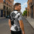 Gray Scale Hibiscus Plumeria Floral Zipper Polo Shirt - Polynesian Pride
