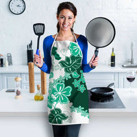 Green Hibiscus Plumeria Floral Apron - Polynesian Pride