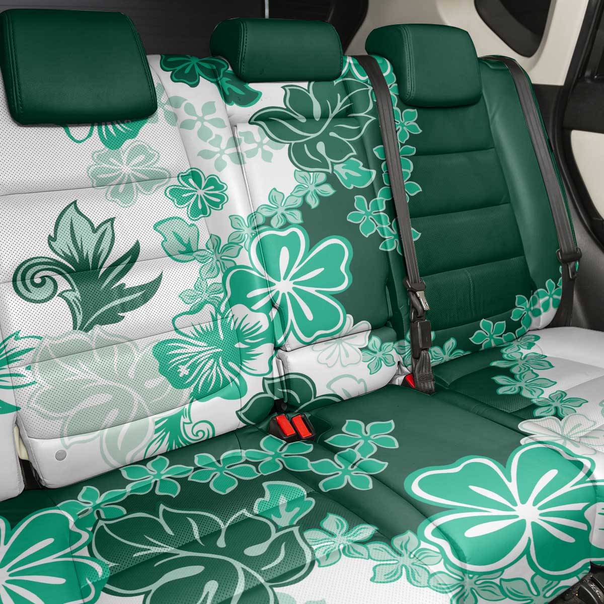 Green Hibiscus Plumeria Floral Back Car Seat Cover LT01 - Polynesian Pride