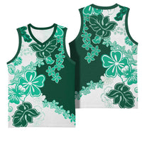 Green Hibiscus Plumeria Floral Basketball Jersey - Polynesian Pride