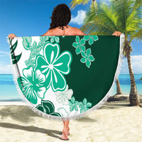 Green Hibiscus Plumeria Floral Beach Blanket - Polynesian Pride