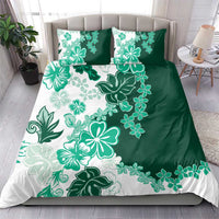 Green Hibiscus Plumeria Floral Bedding Set - Polynesian Pride