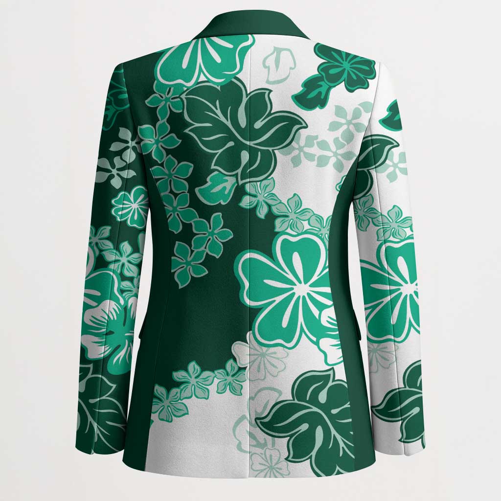 Green Hibiscus Plumeria Floral Blazer - Polynesian Pride