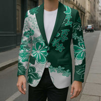 Green Hibiscus Plumeria Floral Blazer - Polynesian Pride