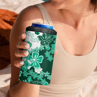 Green Hibiscus Plumeria Floral 4 in 1 Can Cooler Tumbler - Polynesian Pride