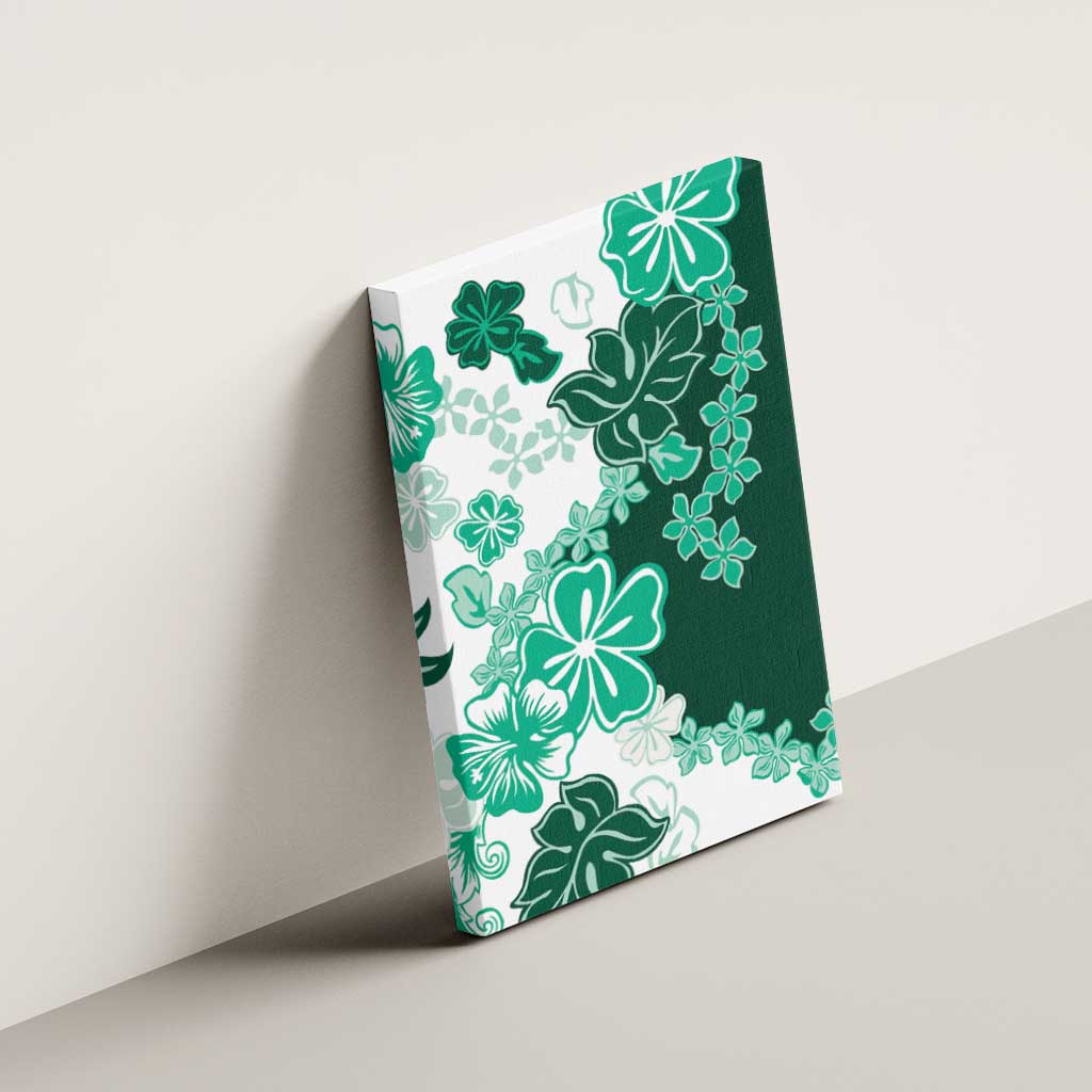 Green Hibiscus Plumeria Floral Canvas Wall Art - Polynesian Pride