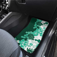 Green Hibiscus Plumeria Floral Car Mats - Polynesian Pride