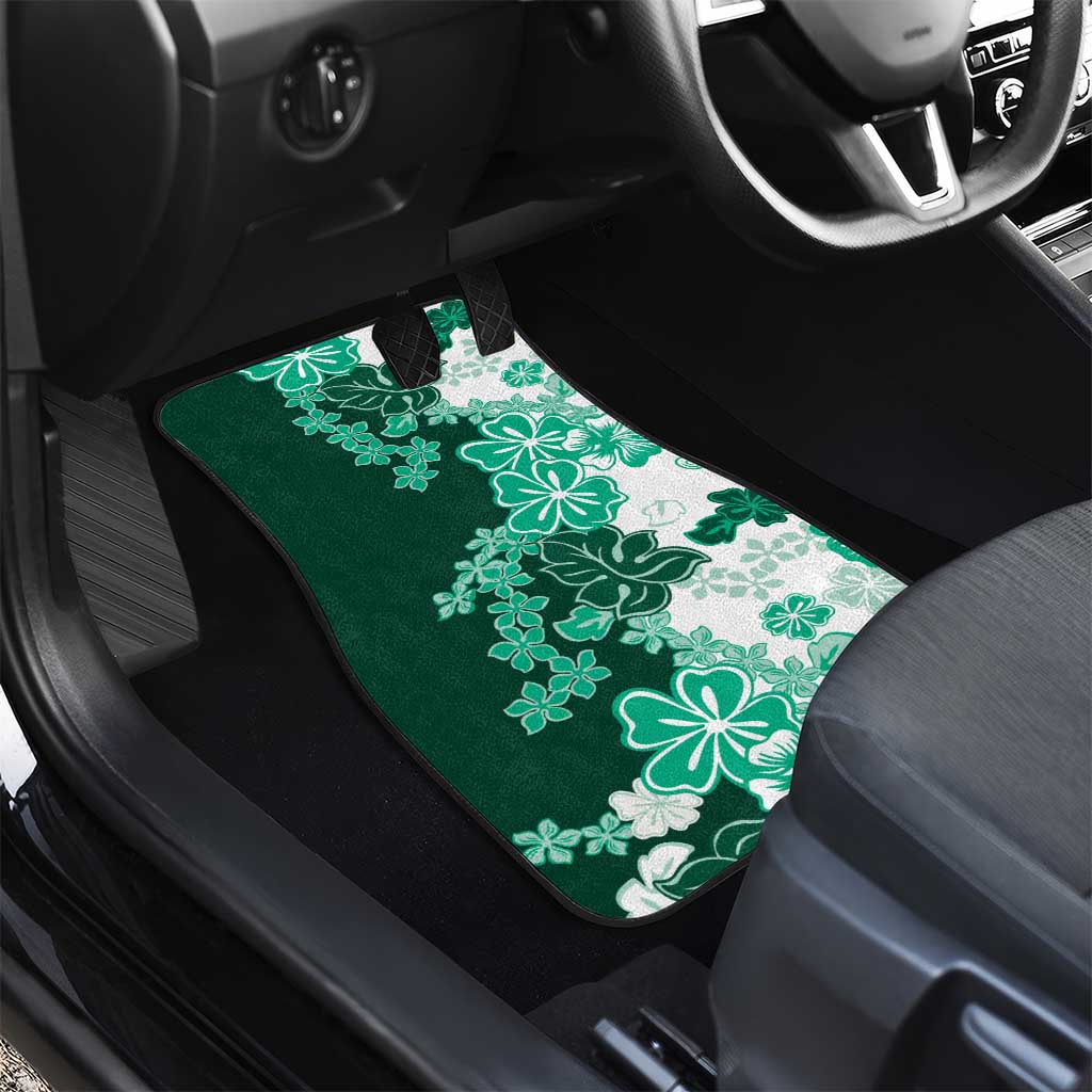 Green Hibiscus Plumeria Floral Car Mats - Polynesian Pride