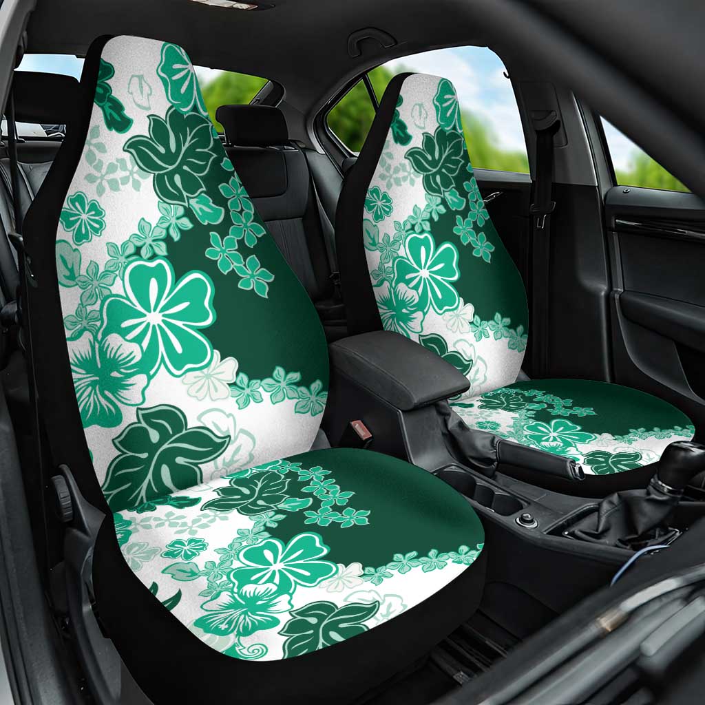 Green Hibiscus Plumeria Floral Car Seat Cover LT01 One Size Green - Polynesian Pride