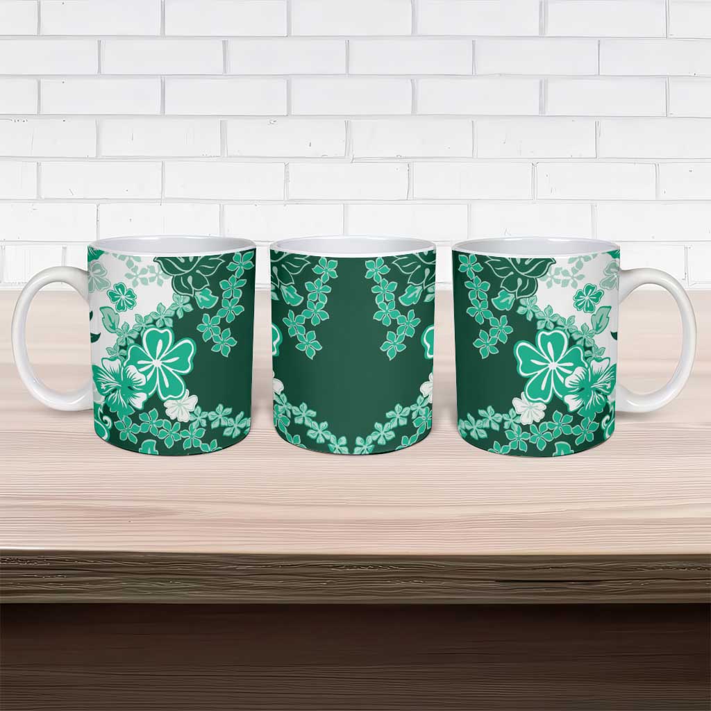 Green Hibiscus Plumeria Floral Ceramic Mug - Polynesian Pride