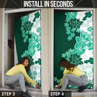 Green Hibiscus Plumeria Floral Door Cover - Polynesian Pride